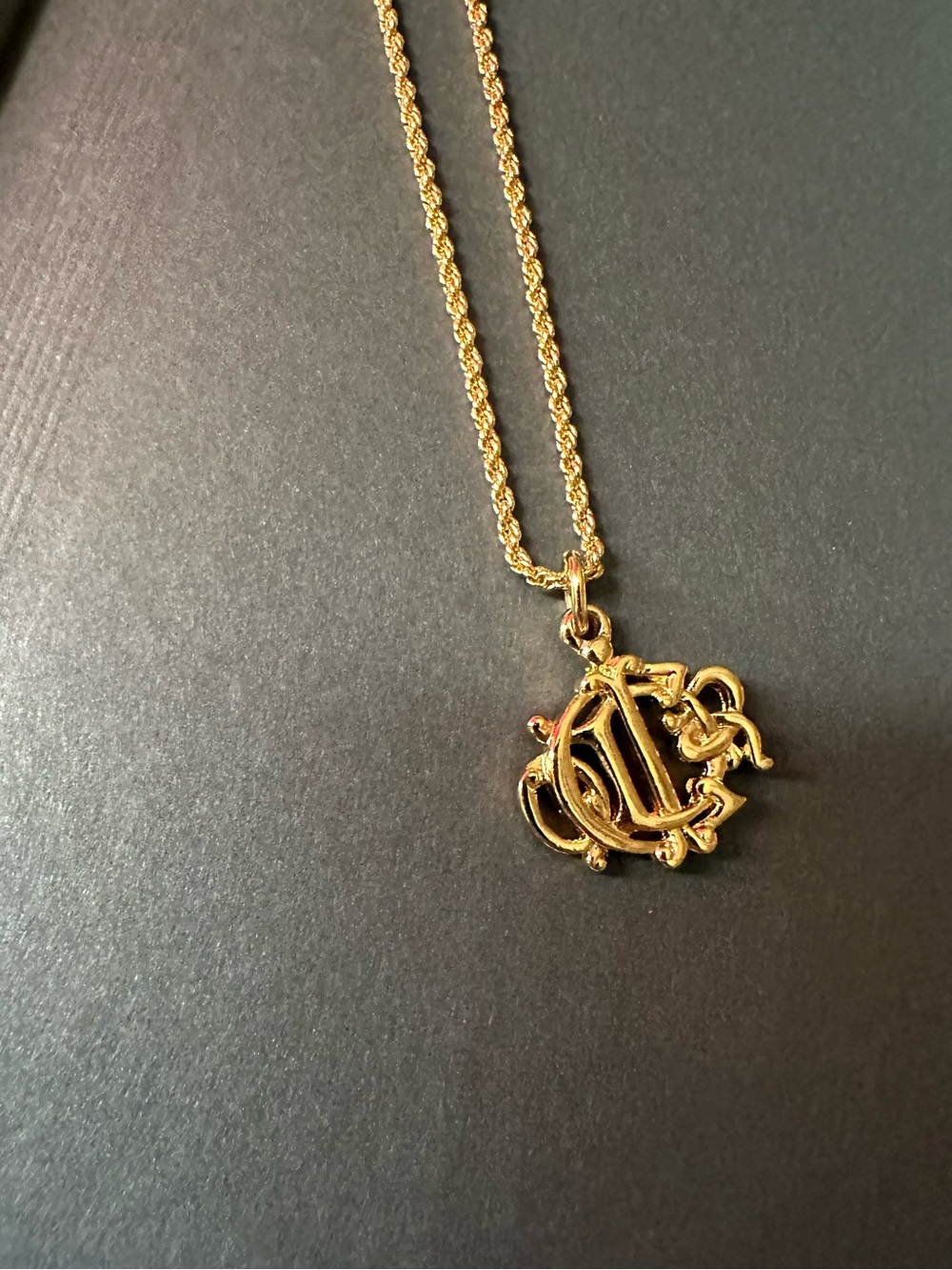 Christian Dior Gold Tone CD Monogram Pendant Necklace